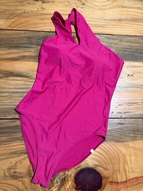 Summersalt The Ruched Sidestroke One-Piece Swimsuit, Hot Pink, Size 8, NWOT
